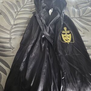 Black Hooded Cape with Gold Emblem